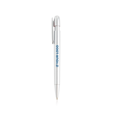 Caneta de plástico reciclado com clipe largo e tinta azul