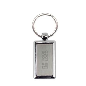 Porta-chaves retangular com lado de plástico de cor e aro de metal vista principal