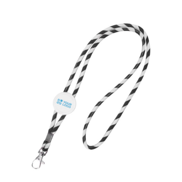 Lanyard tubular de poliéster com design de riscas coloridas vista principal
