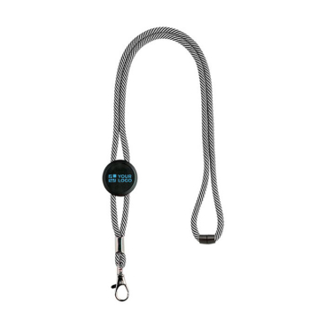 Lanyard tubular ajustável com fecho de segurança no pescoço vista principal