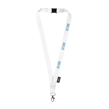 Lanyard de RPET com fecho de segurança e mosquetão metálico 3cm vista principal