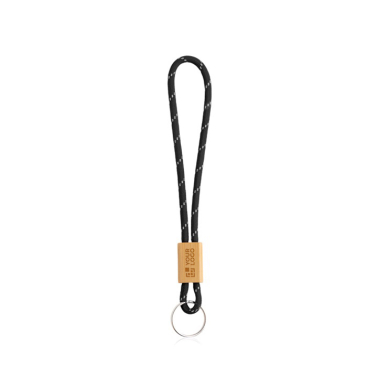 Porta-chaves de estilo tubular de poliéster com ajuste de bambu