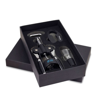 Conjunto de vinho em aço inoxidável com 3 peças e quatro funções vista principal