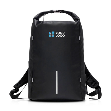 Mochila de poliéster com fecho impermeável e porta USB 15,6