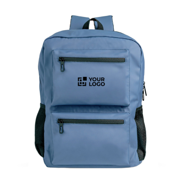 Mochila de pele de PU com bolsos frontais e laterias de rede 15,6''