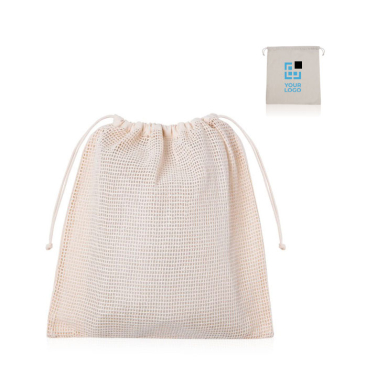 Saco de malha de algodão com um lado em forma de rede 140 g/m² vista principal