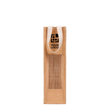 Saco de juta com acabamento laminado para garrafas de vinho 750 ml