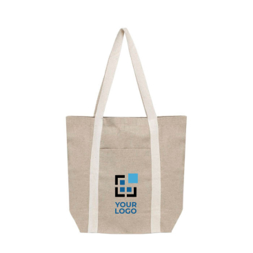 Saco de compras personalizdo de algodão reciclado com alças 310 g/m² vista principal