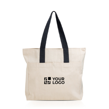 Saco de algodão canvas com fecho e asas coloridas 280 g/m2