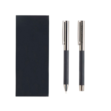 Roller e esferográfica de metal e carbono, estilo moderno, tinta azul vista principal