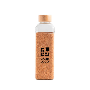 Garrafa de vidro com tampa de bambu e capa de cortiça 640ml vista principal