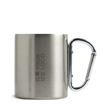 Caneca de parede dupla, aço inoxidável reciclado com mosquetão 300 ml