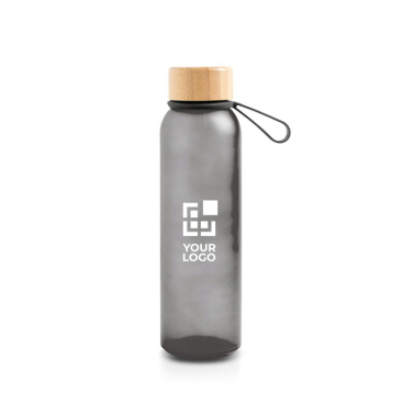 Garrafa de plástico reciclado, acabamento mate e tampa de bambu 350 ml