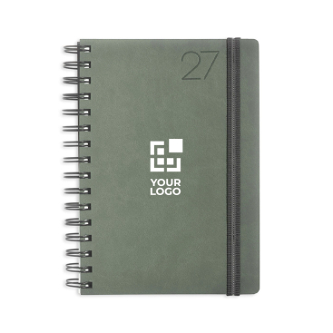 Agenda diária A5 com capa em pele sintética e dupla argola