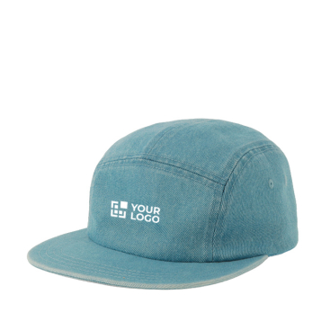 Boné estilo camper de 5 painéis não estruturado com pala plana