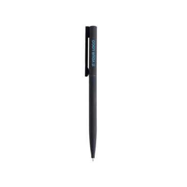 Caneta elegante e fina de latão e aço inoxidável, tinta azul