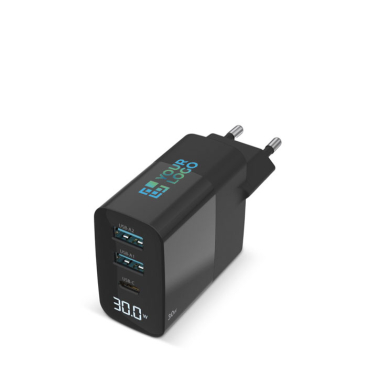 Carregador de parede para carregar vários dispositivos e ecrã LED 30 W vista principal
