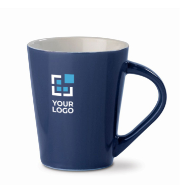 Caneca de cerâmica com pega triangular colorida feita na UE 270 ml vista principal