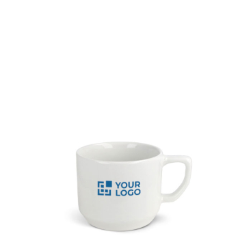 Caneca de cerâmica branca com uma pega retangular compacta 250 ml vista principal