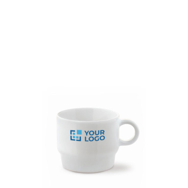 Caneca de porcelana branca com opção empilhável feita na UE 180 ml vista principal