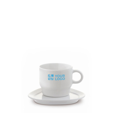 Chávena de café personalizada com pires triangular feita na UE 180 ml vista principal