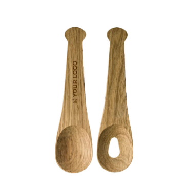Conjunto de 2 utensílios para servir salada feitos de carvalho vista principal