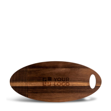 Tábua de cortar de forma oval feita de madeira de acácia FSC vista principal