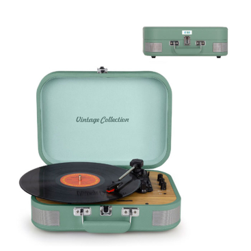 Gira-discos estilo vintage com Bluetooth, porta AUX e porta USB vista principal