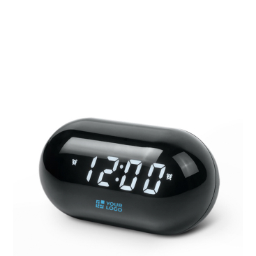 Rádio-despertador redondo e compacto com ecrã digital para a hora