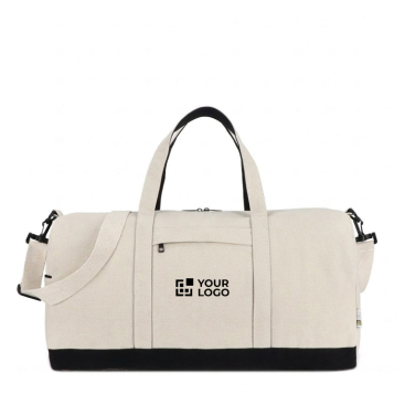 Saco de viagem de algodão e poliéster com bolso frontal e lateral