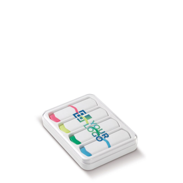 Kit de 4 marcadores mini de diferentes cores em caixa transparente vista principal