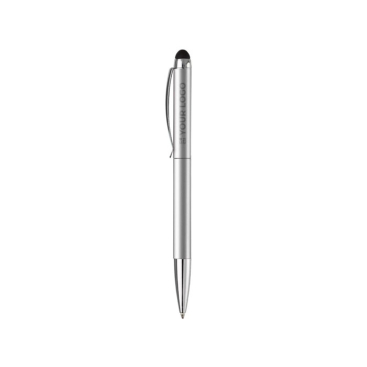 Caneta giratória de metal com stylus na parte superior vista principal