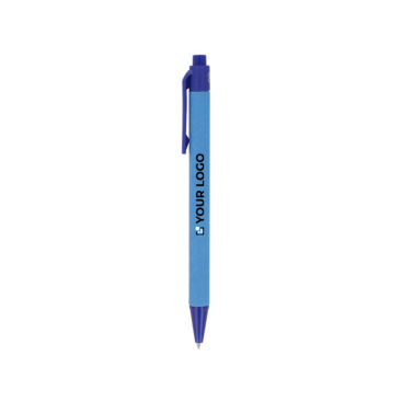 Caneta de plástico reciclado monocromático com tinta azul vista principal