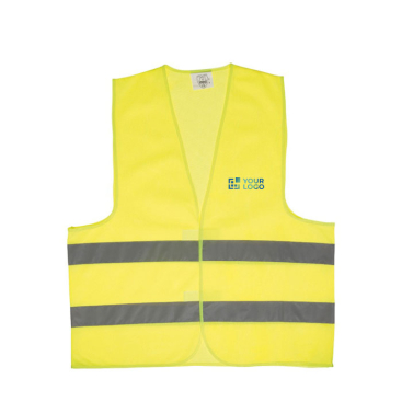 Colete de segurança amarelo com 2 faixas refletoras para adulto vista principal
