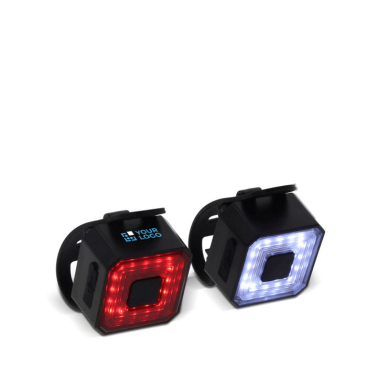 Conjunto de 2 luzes quadradas recarregáveis para a bicicleta vista principal