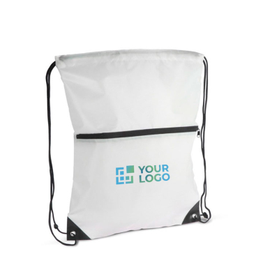 Mochila de cordas personalizada de RPET com fecho frontal 210T vista principal