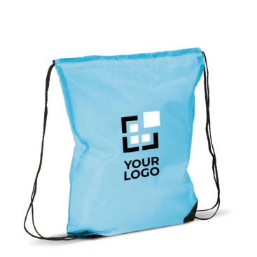 Mochila de cordas de poliéster de cores com cordões pretos vista principal