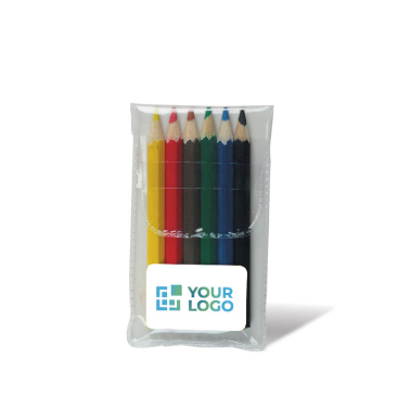 Lápis curtos de cores em estojo transparente personalizável vista principal