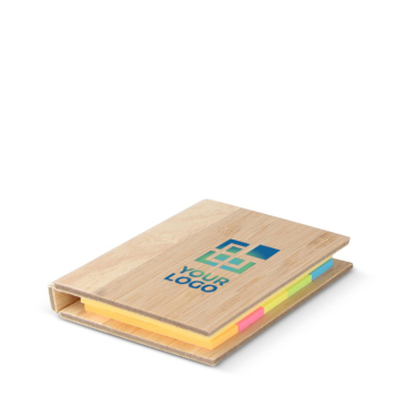 Notas adesivas de diferentes tamanhos e cores com capa de bambu vista principal