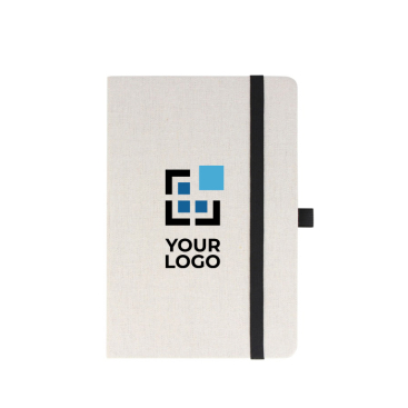 Caderno personalizado, algodão reciclado e RPET, folhas linhas FSC A5 vista principal