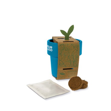 Vaso com sementes tomate cherry, dupla utilidade para caneca de café vista principal