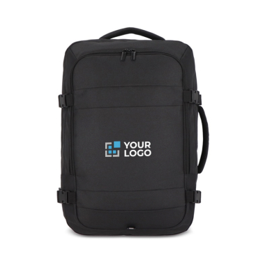 Mochila de rPET ideal para viagens, com amplos compartimentos