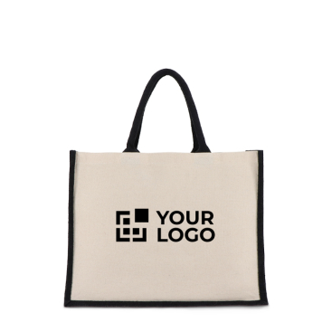 Saco de algodão com laterais e fundo de juta colorido 320 g/m2