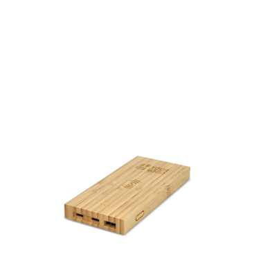Powerbank de bambu com três portas distintas 8000 mAh