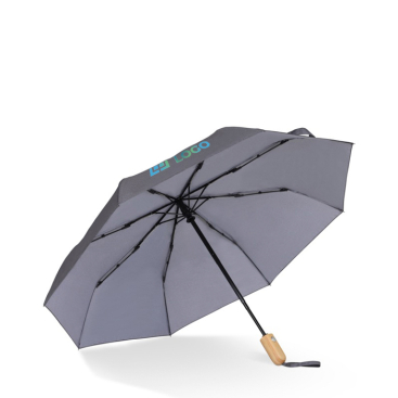 Guarda-chuva dobrável con logo de RPET com cabo de madeira Ø94 vista principal