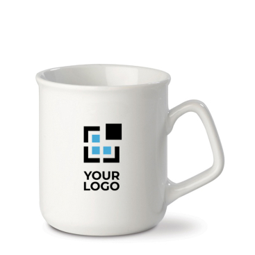 Caneca de porcelana branca com bordo arredondado e capacidade de 280ml vista principal