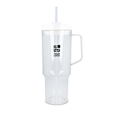 Caneca térmica com asa lateral e palhinha na tampa antigotas 1 L