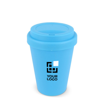 Copo take away de plástico reciclado em cores vivas 250ml vista principal
