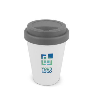Copo take away de plástico reciclado com tampa em cores vivas 250ml vista principal