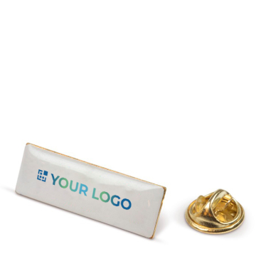 Pin para publicidade retangular de metal dourado 30x10mm vista principal